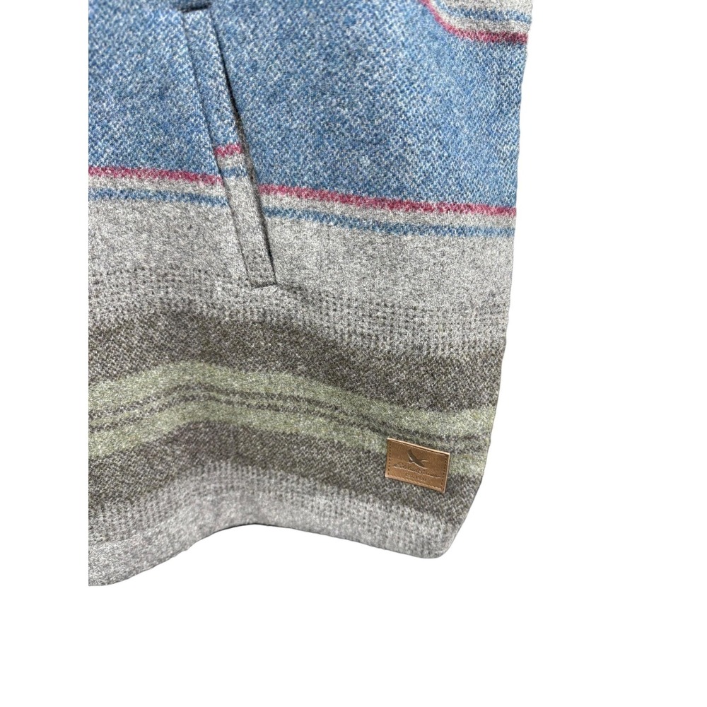 Eddie Bauer Poncho Womens Medium Gray Wool Blend Striped Cape Jacket Coat - Picture 4 of 7